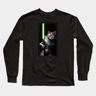 Fun Cat Print ~ AI Art ~ Fantasy Cat ~ Sci-fi Cat ~ Cats with Lightsabers Long Sleeve T-Shirt